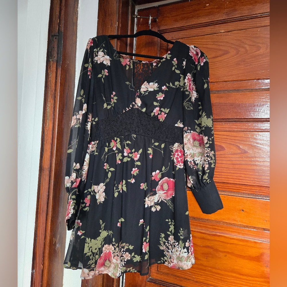 Venus Black Floral Dress